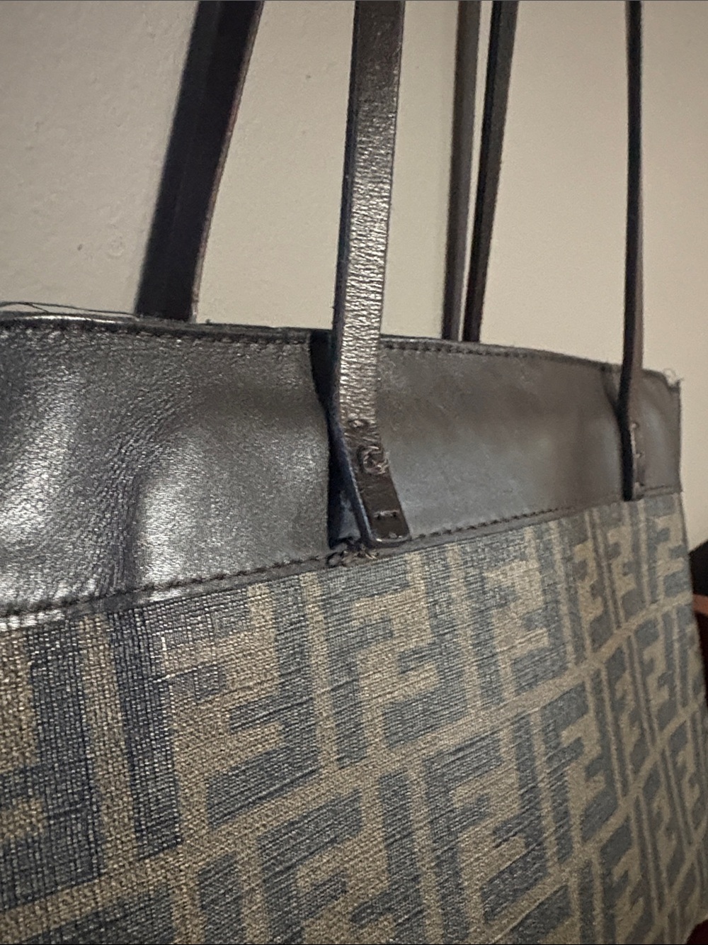 Fendi Monogram Canvas Tote in Brown and Black - Picture 2 of 6